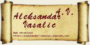 Aleksandar Vašalić vizit kartica